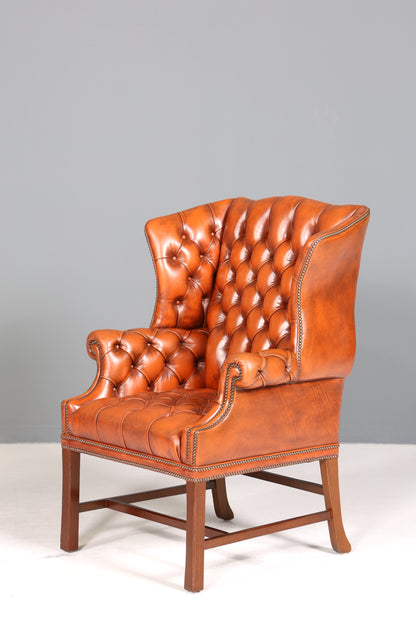 Original Chesterfield Ohrenbacken Sessel Englisch Leder Herrensessel UK Armlehnsessel