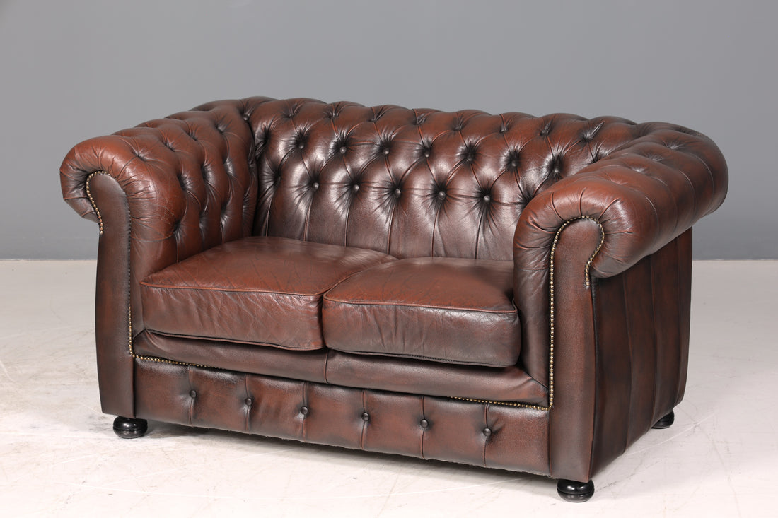 Wunderschönes Original Chesterfield 2er Sofa Englisch Leder 2- Sitzer Couch