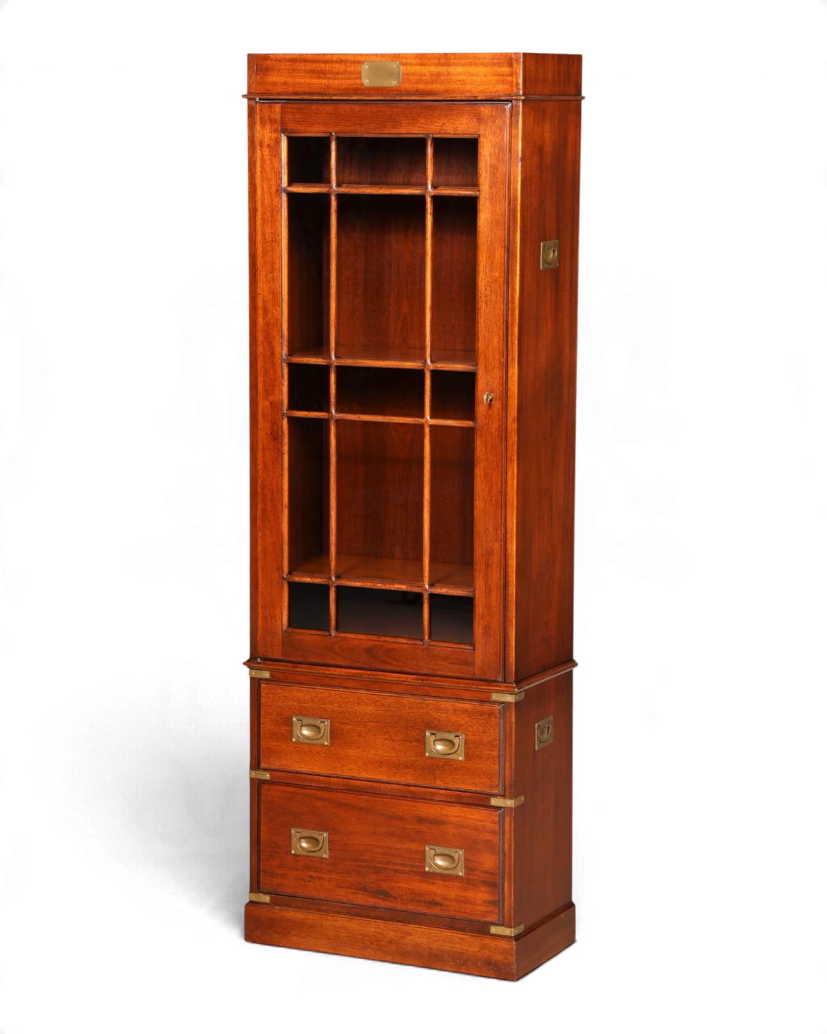 Wunderschöne Englische Maritime Vitrine Military Stil Bücherschrank mit Sprossentür Vitrinenschrank Schrank mit Schubladen 2 von 2