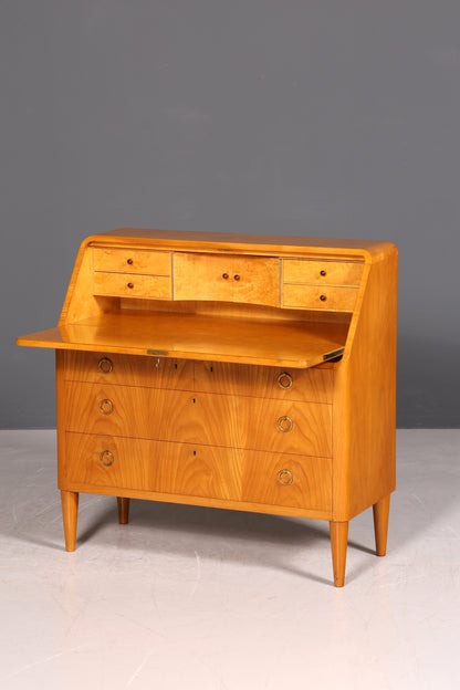 G025 Finish Schlichter Mid Century Sekretär Vintage Schreibmöbel echt Holz Kommode Office Secretary