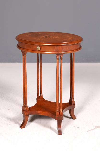 Wunderschöner Italienischer Sorrento Beistelltisch Étagère 1940er Nussbaum Wurzelholz Intarsien Antik Vintage Telefontisch