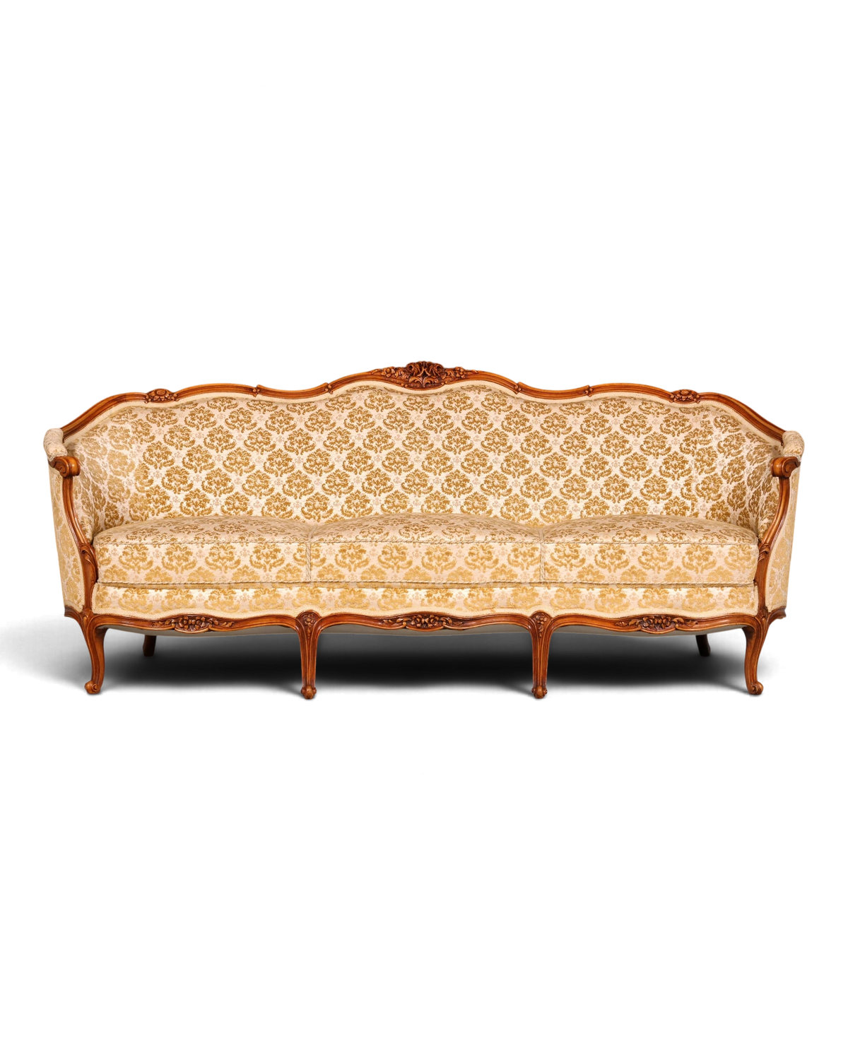 Traumhaftes Chippendale Sofa Barock Stil Couch Samt Stoff 3 Sitzer Antik Vintage