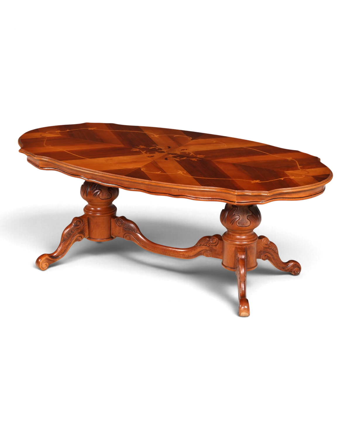 Traumhafter Barock Stil Couchtisch Oval Intarsien Wohnzimmertisch Geschnitzt Echt Holz Salontisch