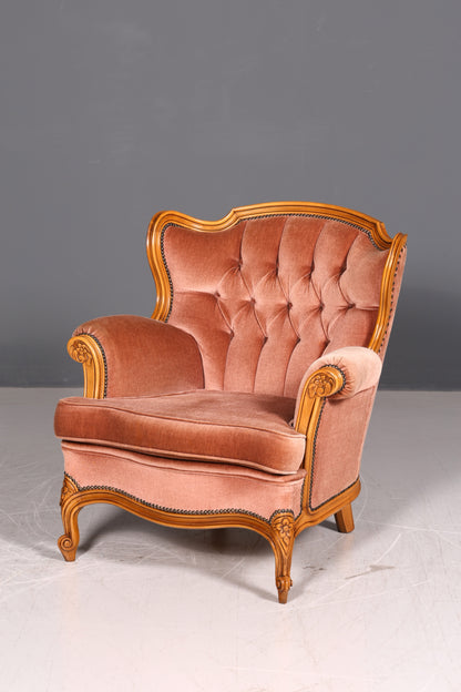 Edler Chippendale Armlehnsessel Barock Stil Samt Stoff Sessel Armchair Rococo Antik 2 von 4