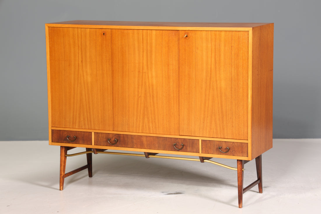 Stilvolles Mid Century Highboard echt Holz Schrank Retro Sideboard Regal Kommode