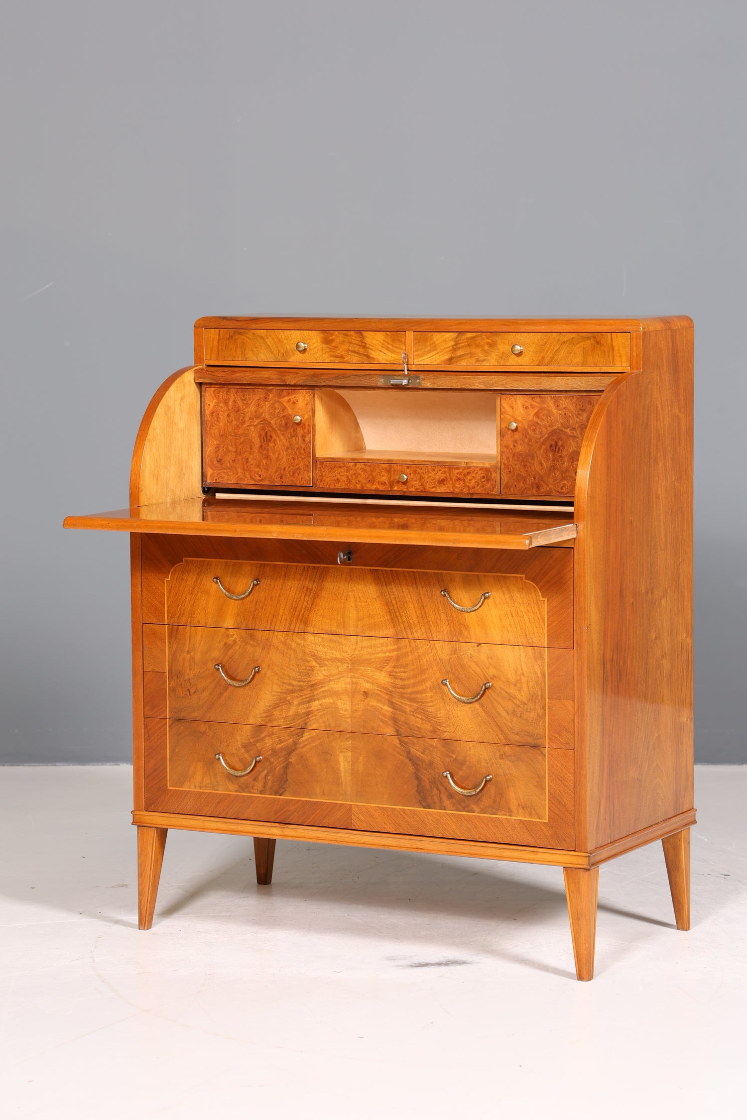 Traumhafter Mid Century Rollladen Sekretär echt Holz Büro Schrank Vintage Schreibkommode