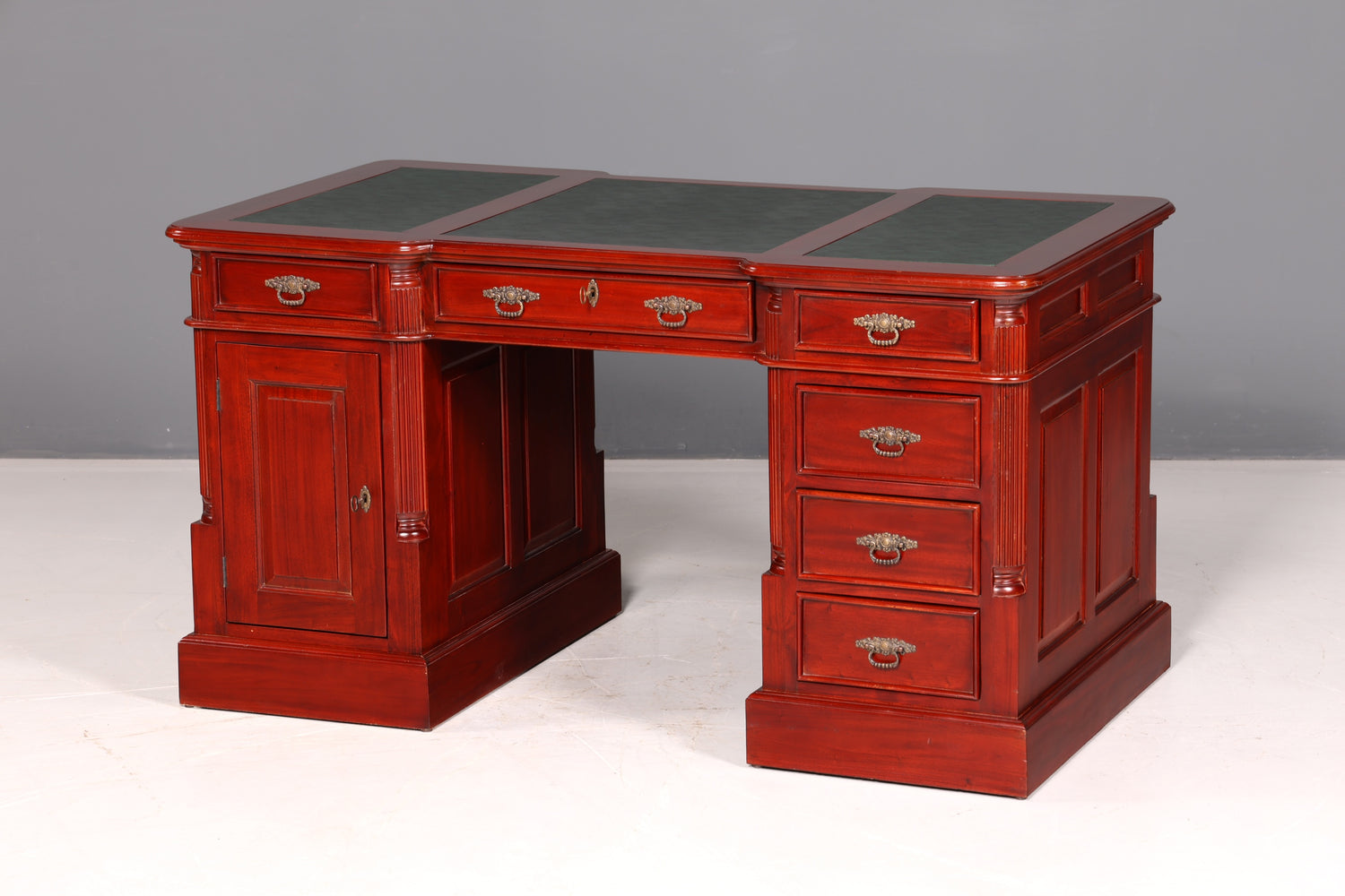 Wunderschöner Englischer Schreibtisch Mahagoni Lederauflage Bürotisch Office Desk Antik Vintage
