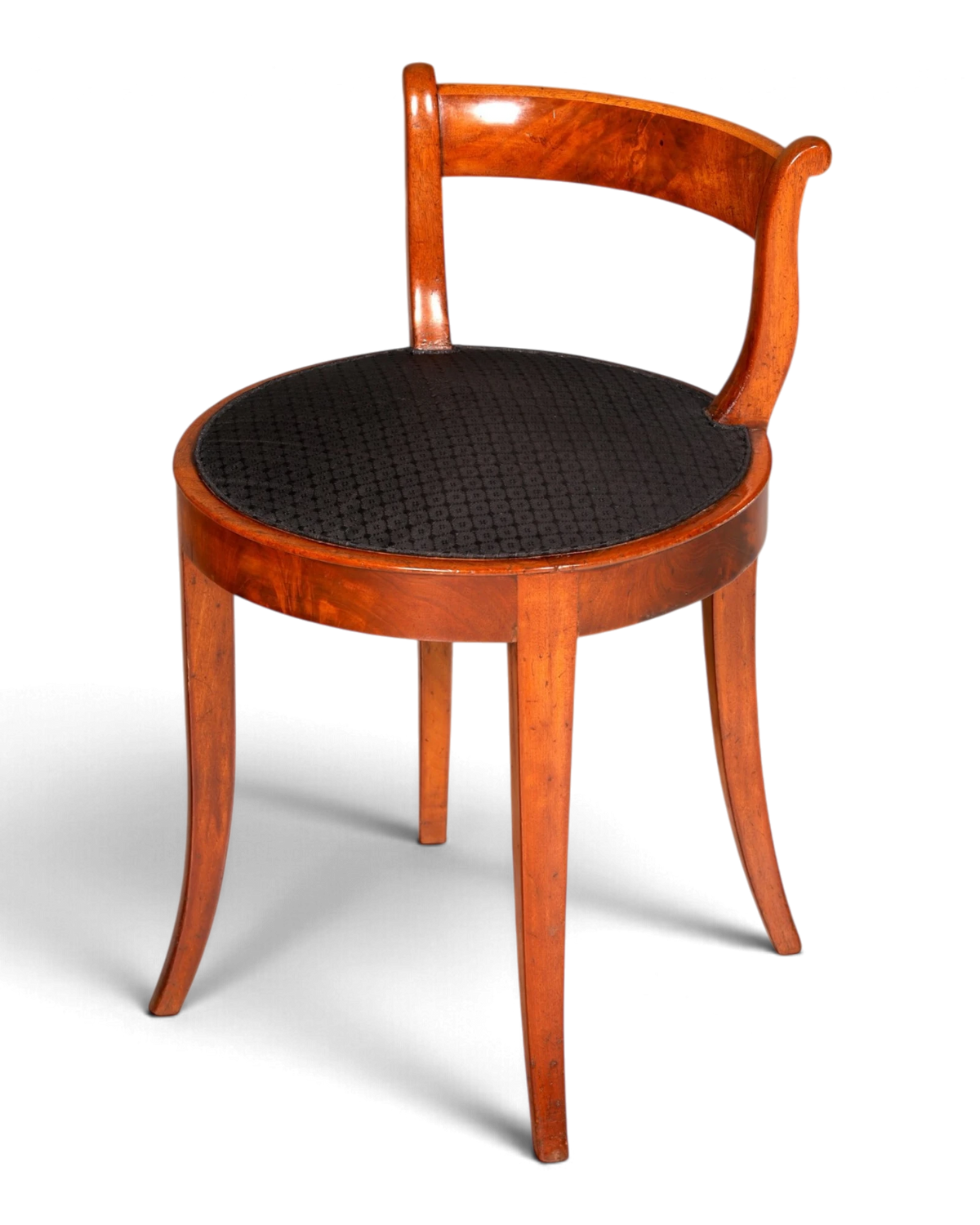 Eleganter Biedermeier Frisierhocker Hocker mit Lehne Schminkstuhl Klavierhocker Stuhl Säbelbeine Antik