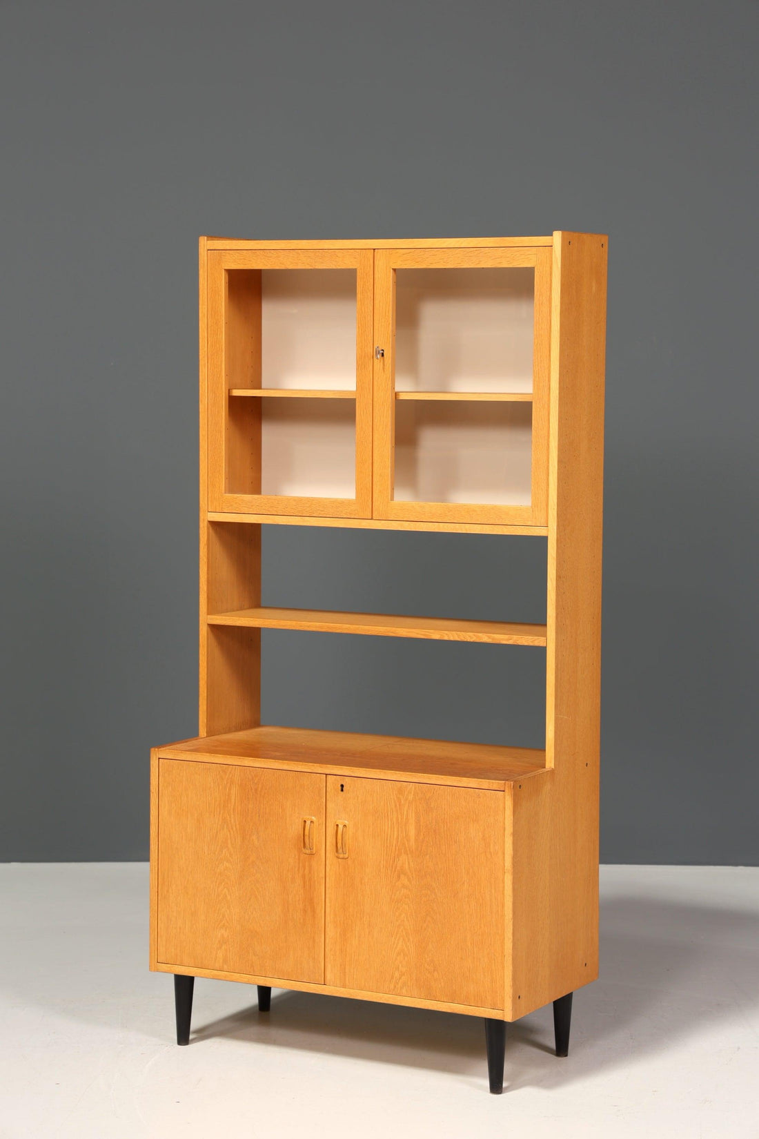 Schlichtes Mid Century Regal Vintage Vitrine Holz Schrank Kommode 60er Jahre