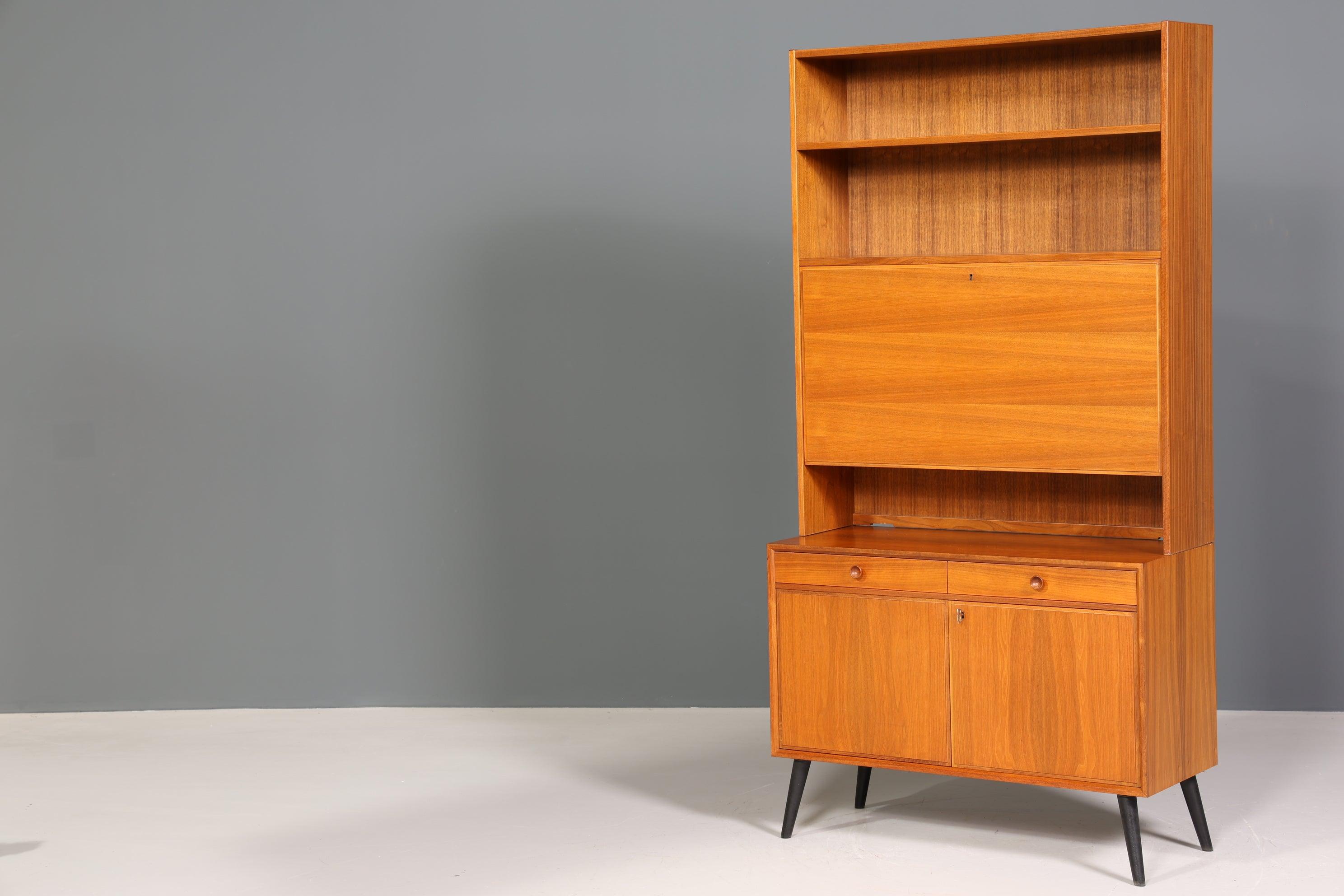 Schlichter Mid Century Schrank Vintage Highboard Sekretär echt Holz Regal 60er Jahre