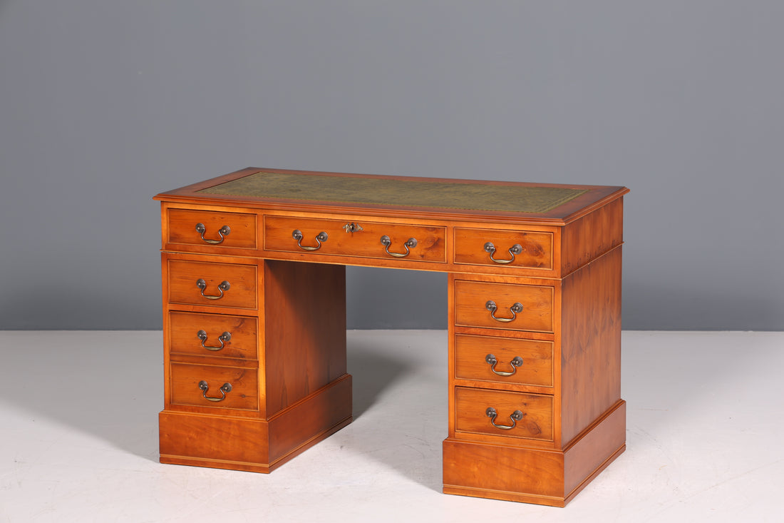 Stilvoller Englischer Schreibtisch Englisch Eibe Desk Leder Auflage Antik Stil Bürotisch Office Desk