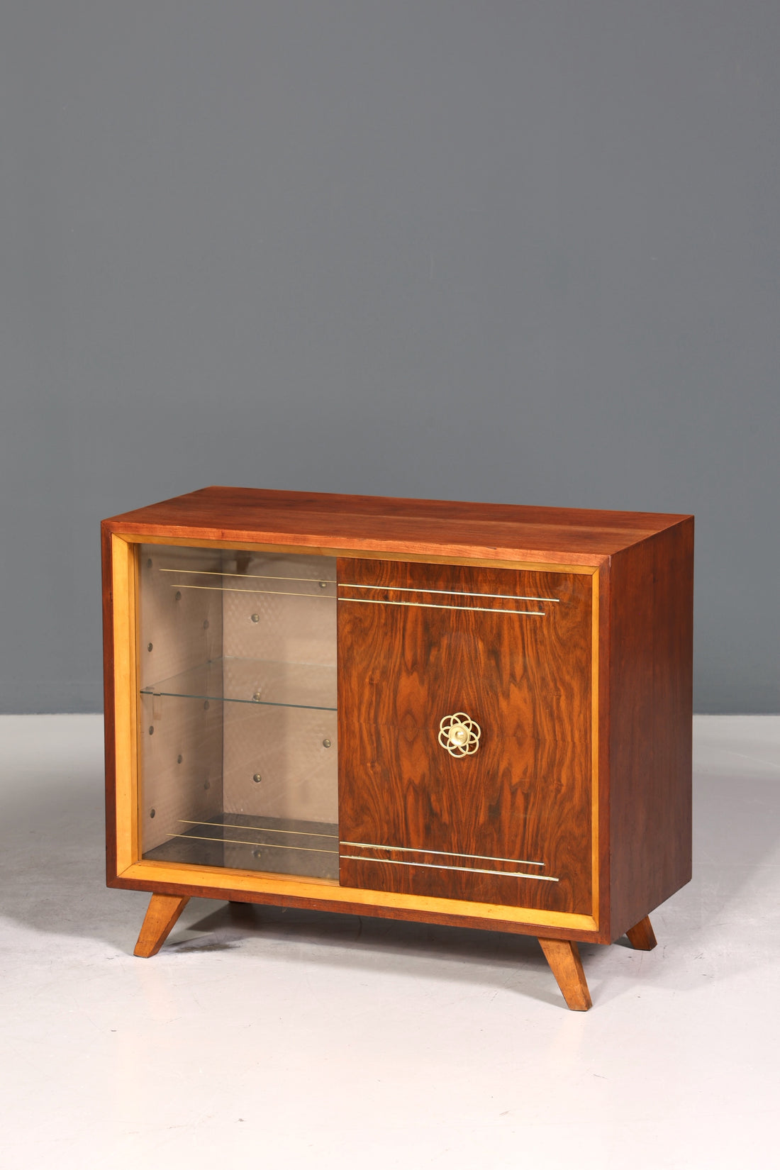 Wunderschönes Mid Century Sideboard Vintage Vitrine Schiebetür Kommode Bar Schrank 60s