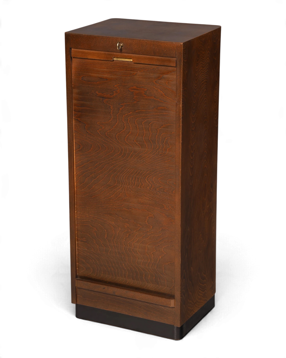 Beautiful mid-century tambour cabinet, filing cabinet with wooden pull-out compartments, office cabinet, vintage roll-front cabinet, drawer cabinet