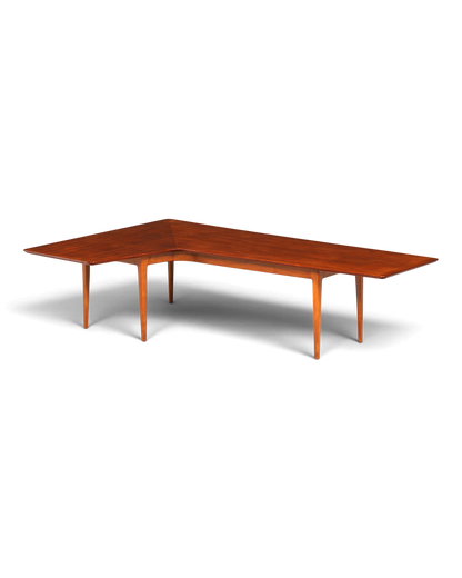 Hauptstadt Möblerei Mid-Century Couchtisch aus Holz mit markanter L-Form im Vintage-Design der 70er Jahre