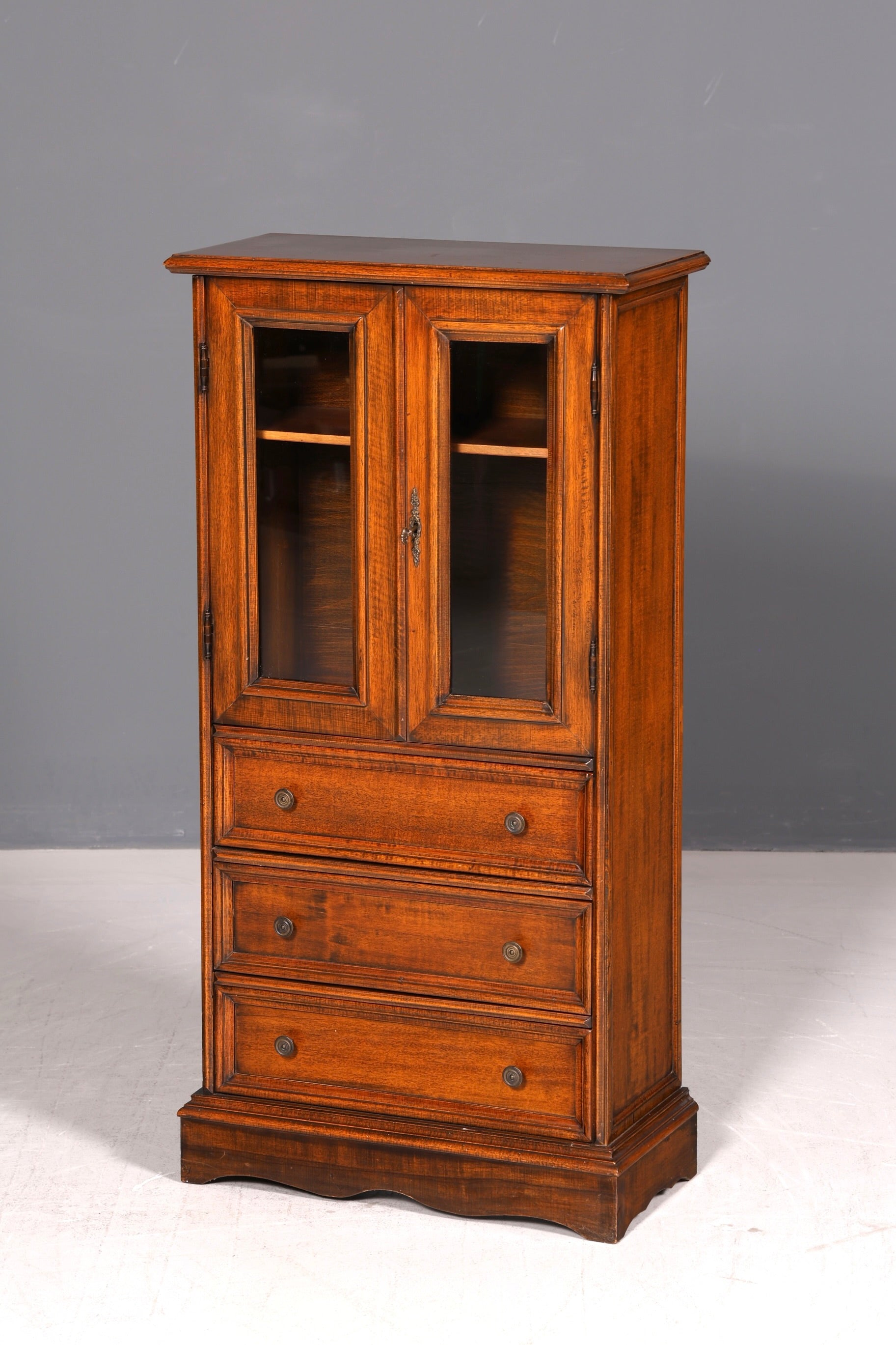 Edle Vitrine Antik Barock Stil Massiv Echt Holz Glasvitrine Vintage Schrank