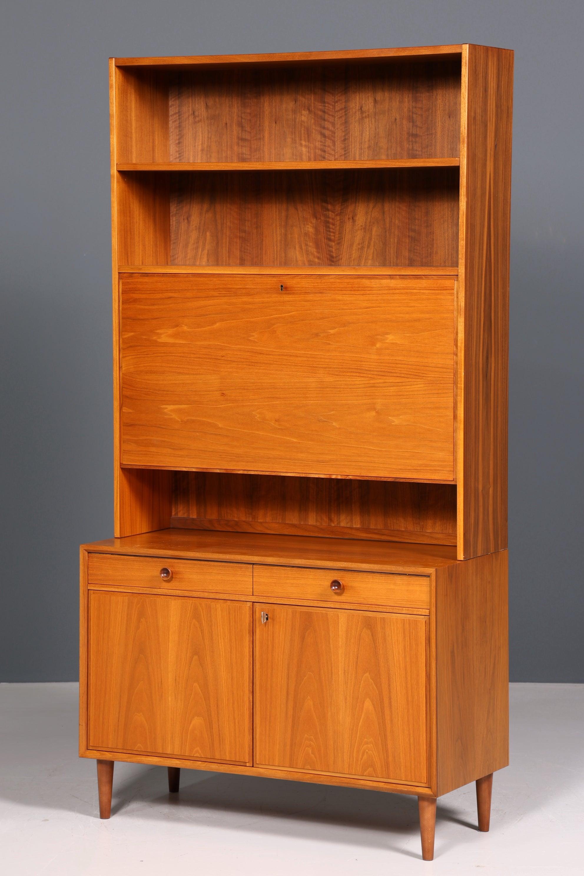 Stilvoller Mid Century Schrank Vintage Highboard Sekretär echt Holz Regal 60er Jahre