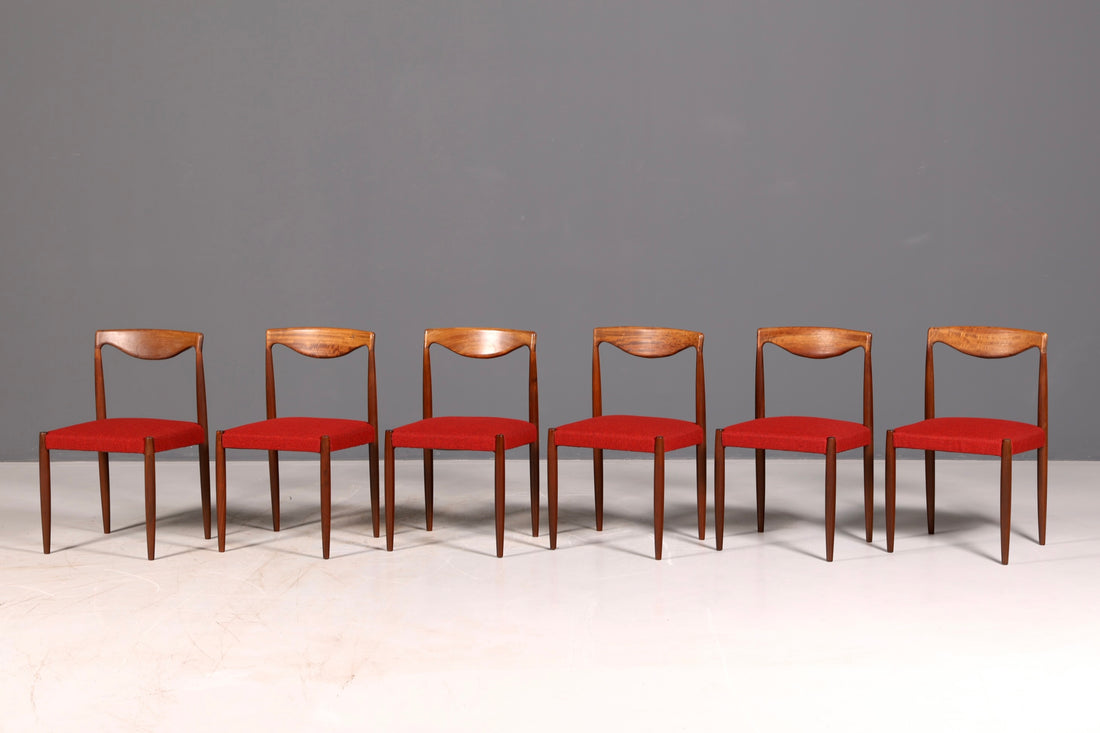 6x Mid Century Stühle Bambi Serie Rolf Rastad Adolf Relling Gustav Bahus Danish Design Stuhl Vintage Designer