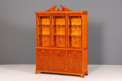 Wunderschöne Original Heldense Vitrine Englische Eibe Bücherschrank Buffet Antik Glasvitrine Vintage