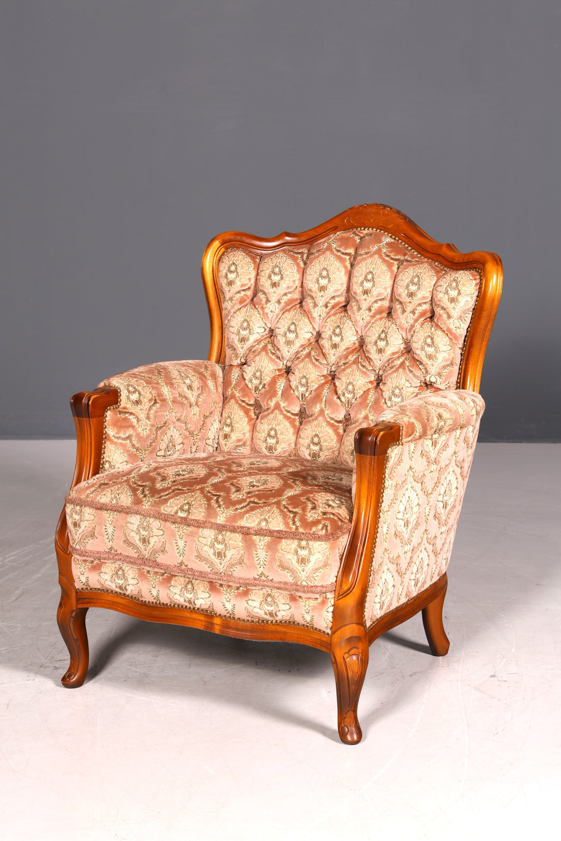 G354 Finish Edler Chippendale Armlehnsessel Barock Stil Sessel Armchair Samt Stoff Sessel (Kopie 4)