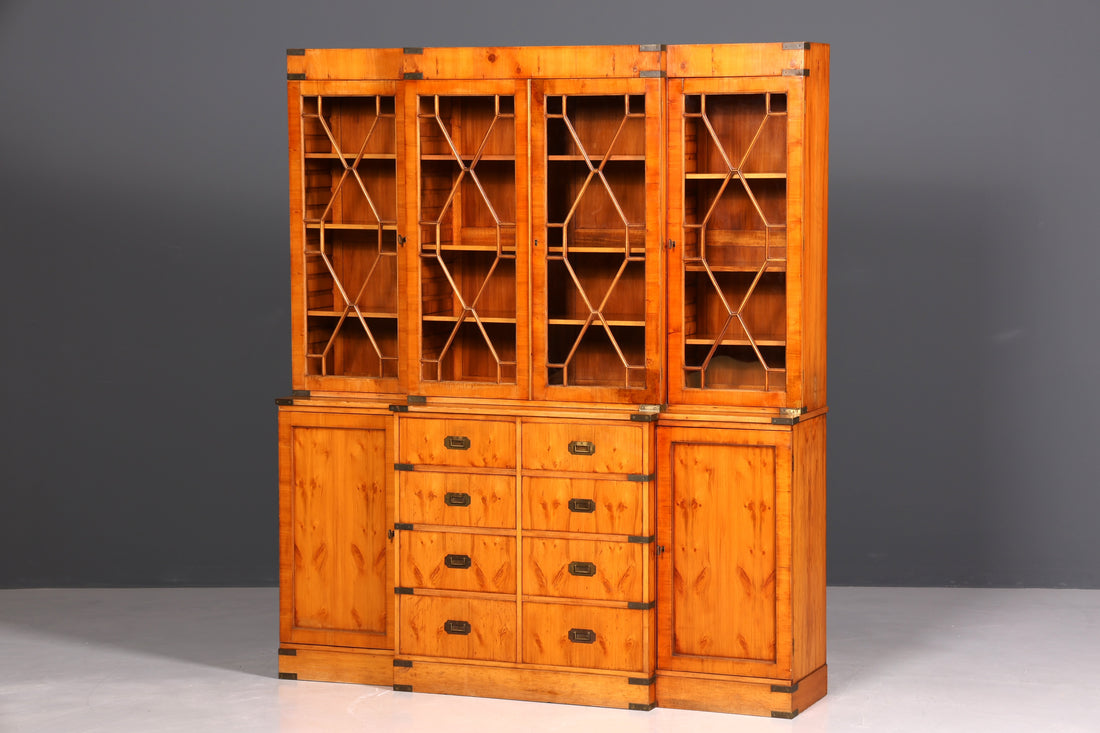 Wunderschöner Maritimer Vitrinenschrank Englischer Schrank echt Holz Bibliothek Englische Anrichte
