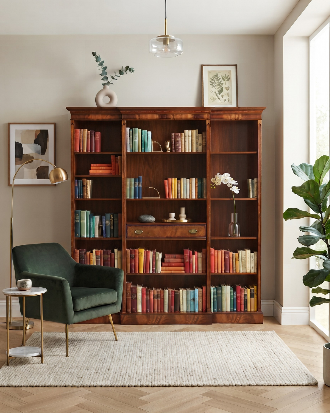 Impressive XXL Original Heldense Bookshelf Yew English Shelf Freestanding Shelf Bookcase Antique Library
