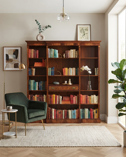 Impressive XXL Original Heldense Bookshelf Yew English Shelf Freestanding Shelf Bookcase Antique Library