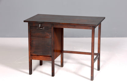 Stilvoller Bauhaus Rollladen Schreibtisch Mid Century echt Holz Bürotisch Office Table