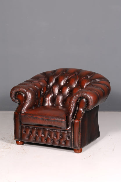 Wunderschöner Original Chesterfield Centurion Sessel Englischer Armlehnsessel Echt Leder Herrensessel Vintage 1 von 2