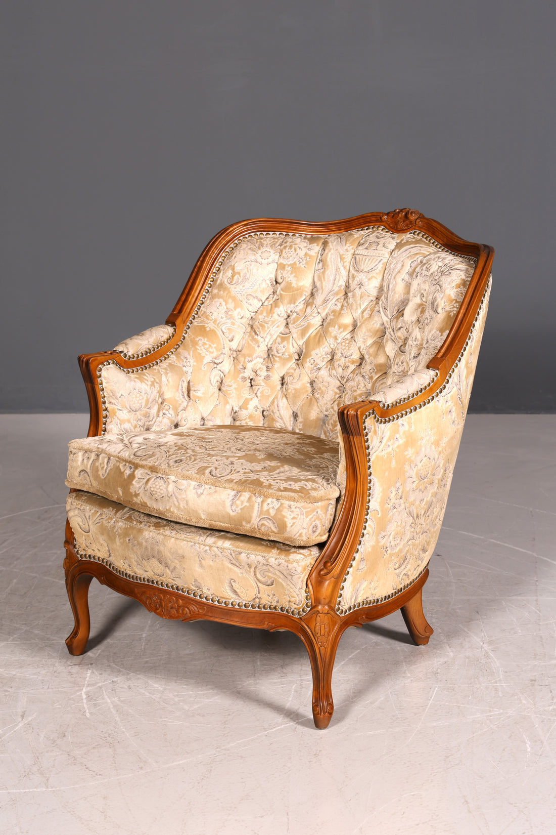 Wunderschöner Chippendale Armlehnsessel Barock Stil Sessel Armchair Samt Stoff Sessel 2 von 2