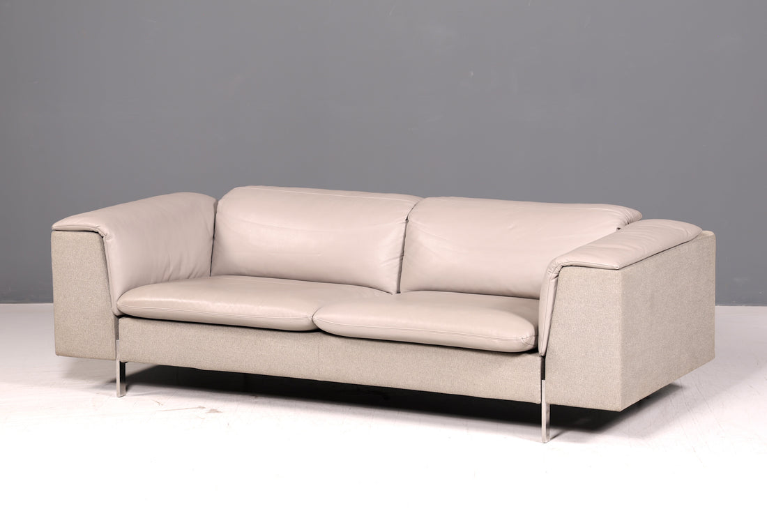 Wunderschönes Sofa der Marke Ligne Roset Grau Echtleder &amp; Stoff Couch Designer Sofa Wohnzimmer