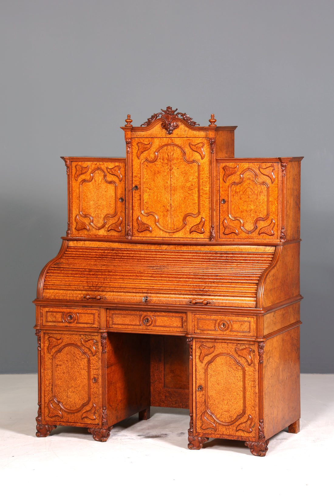 Beeindruckender Louis Philippe Sekretär Antik Rollladen Sekretär Schreibtisch Nussbaum Aufsatzsekretär