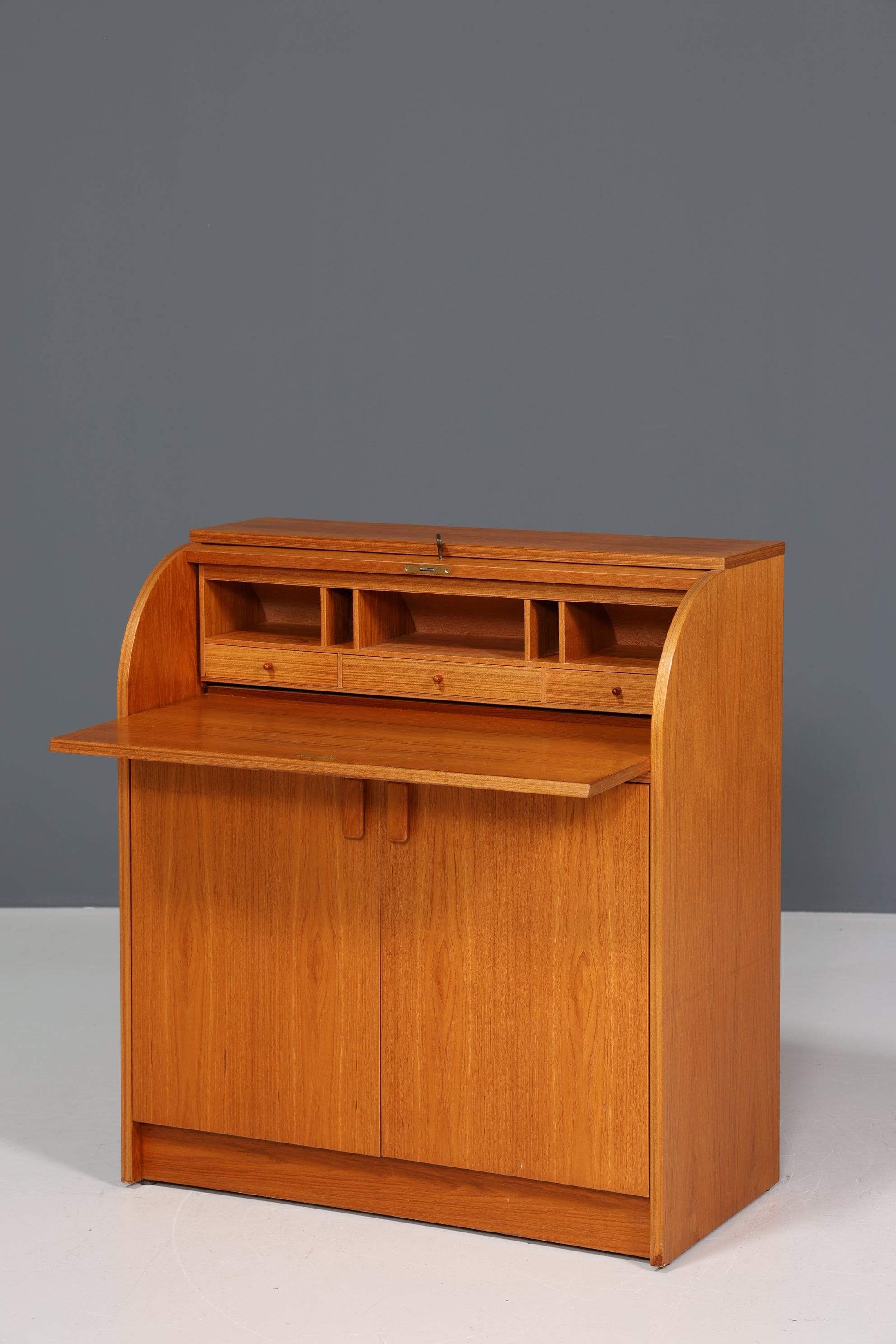 Traumhafter Mid Century Rollladen Sekretär Danish Design Büro Schrank 60er Jahre Schreib Kommode