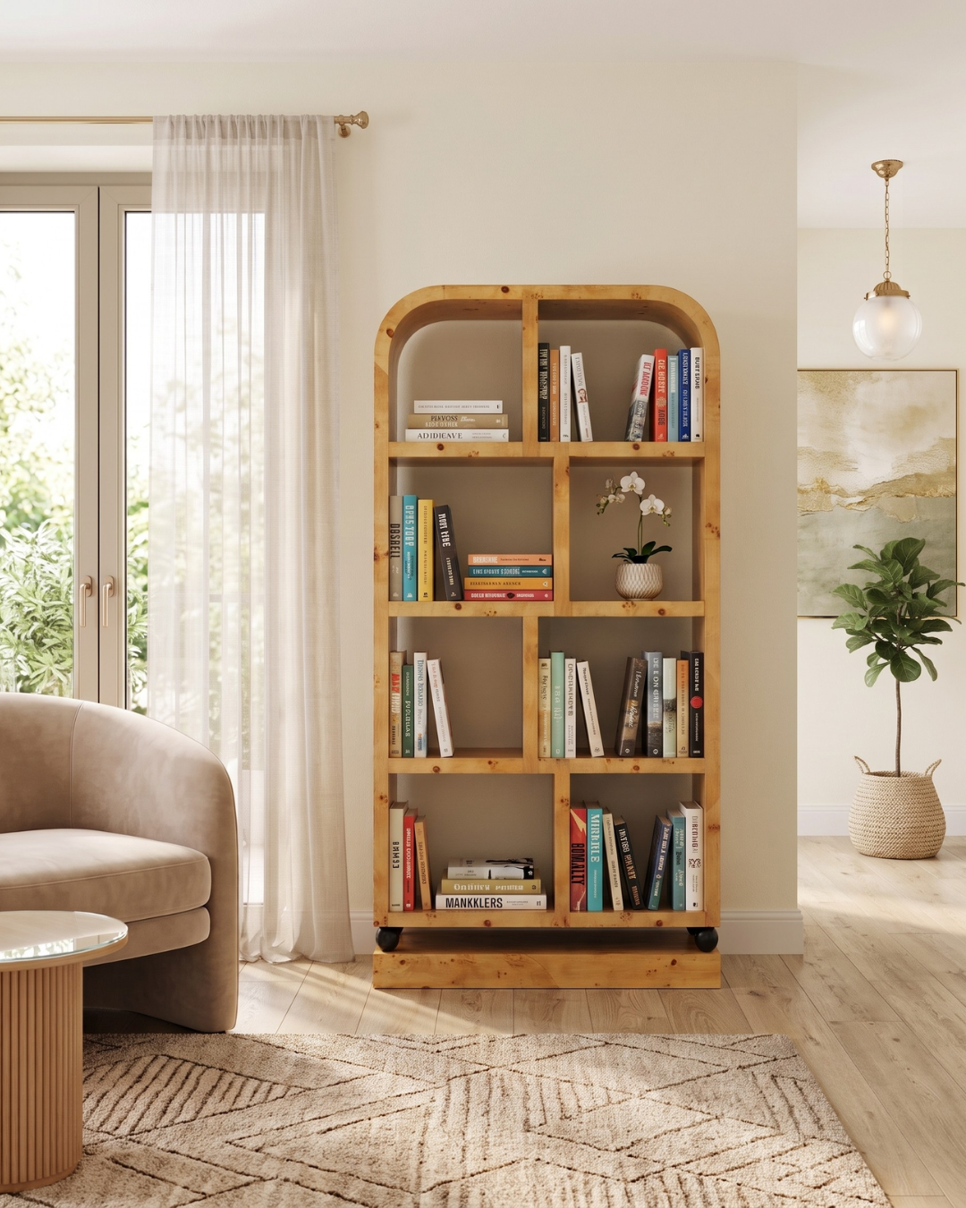 Edles Art Deco Stil Bücherregal Birke Luxus Möbel Kult Regal Bookshelf