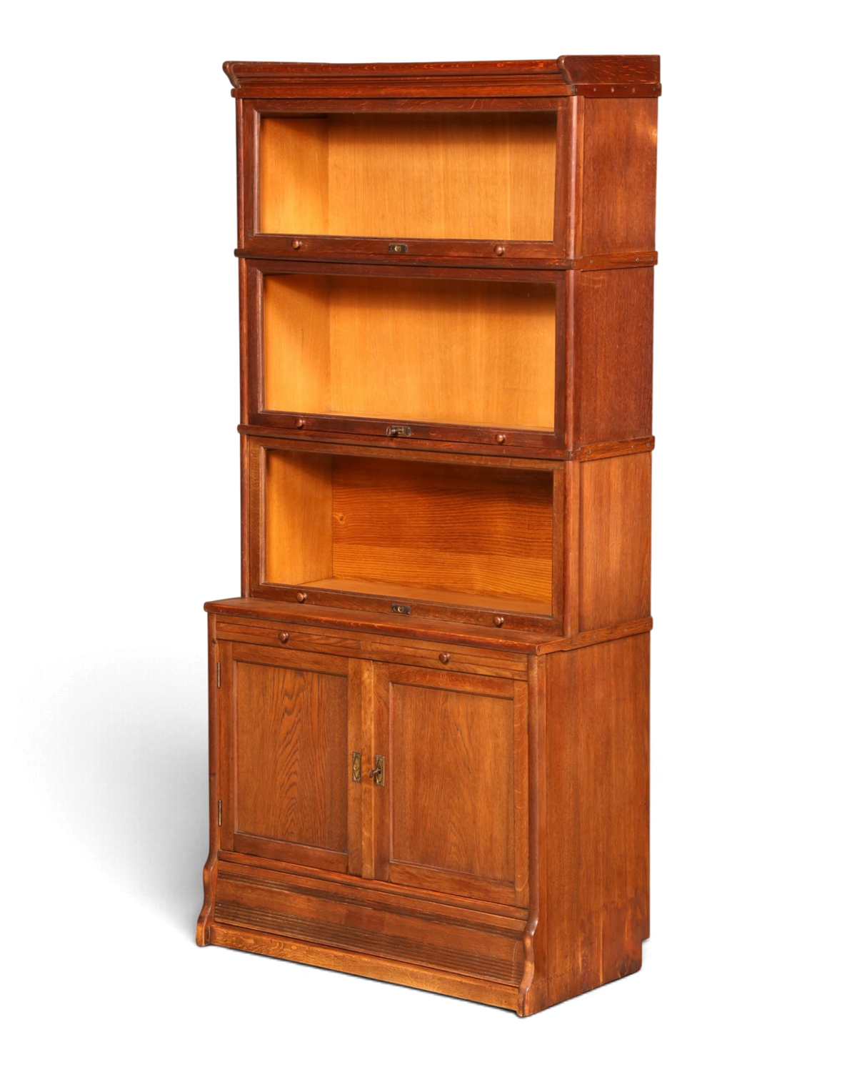 Elegant Globe-Wernicke-style bookcase, modular bookcase, English display cabinet with glass doors, base cabinet, library, solid wood