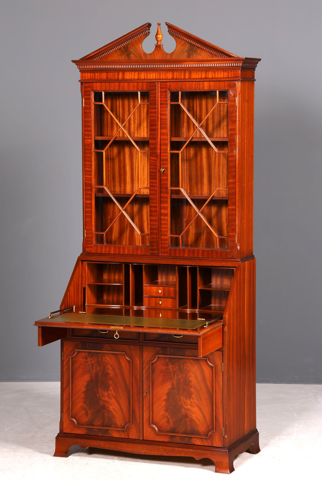 Wunderschöner Englischer Sekretär Büro Aufsatzsekretär Antik 60S Vitrinen Schrank UK