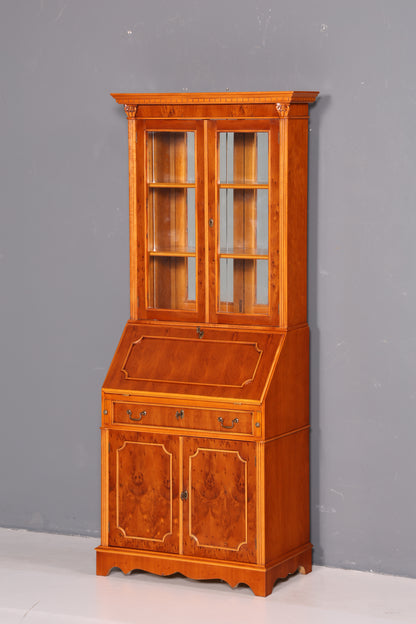 Stilvoller Englischer Sekretär Original Heldense Aufsatzsekretär Eibe Antik 60er Vitrine Schrank UK Büro