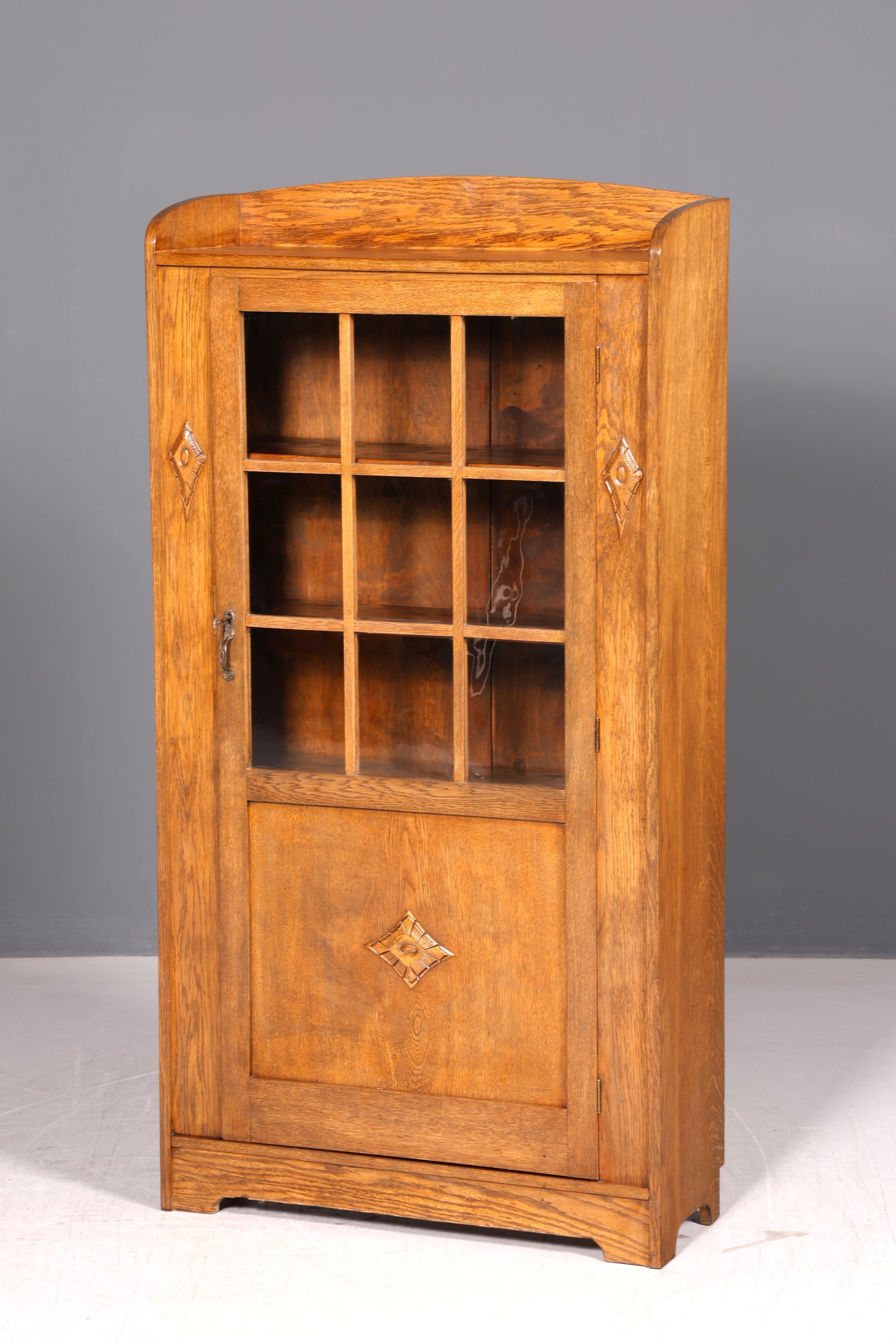 Traumhafte Jugendstil Vitrine Eiche Antik Bücherschrank Schrank Geschirrschrank Glasvitrine