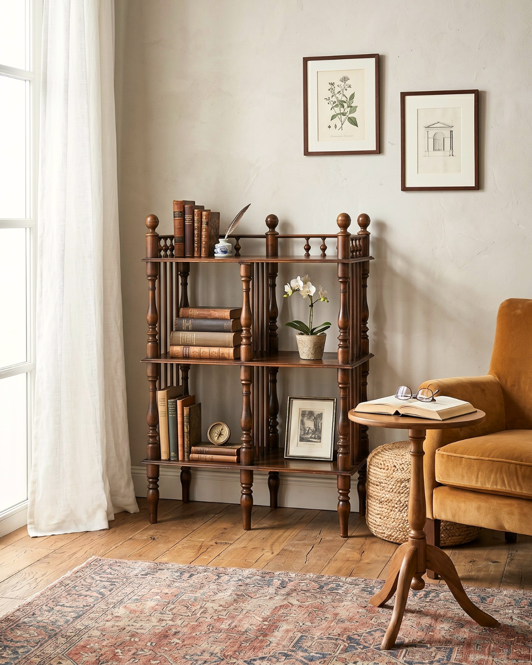 Stylish Gründerzeit Etagere Louis Philippe Style Shelf Bookcase Antique Solid Wood