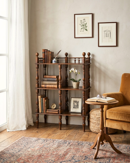 Stylish Gründerzeit Etagere Louis Philippe Style Shelf Bookcase Antique Solid Wood