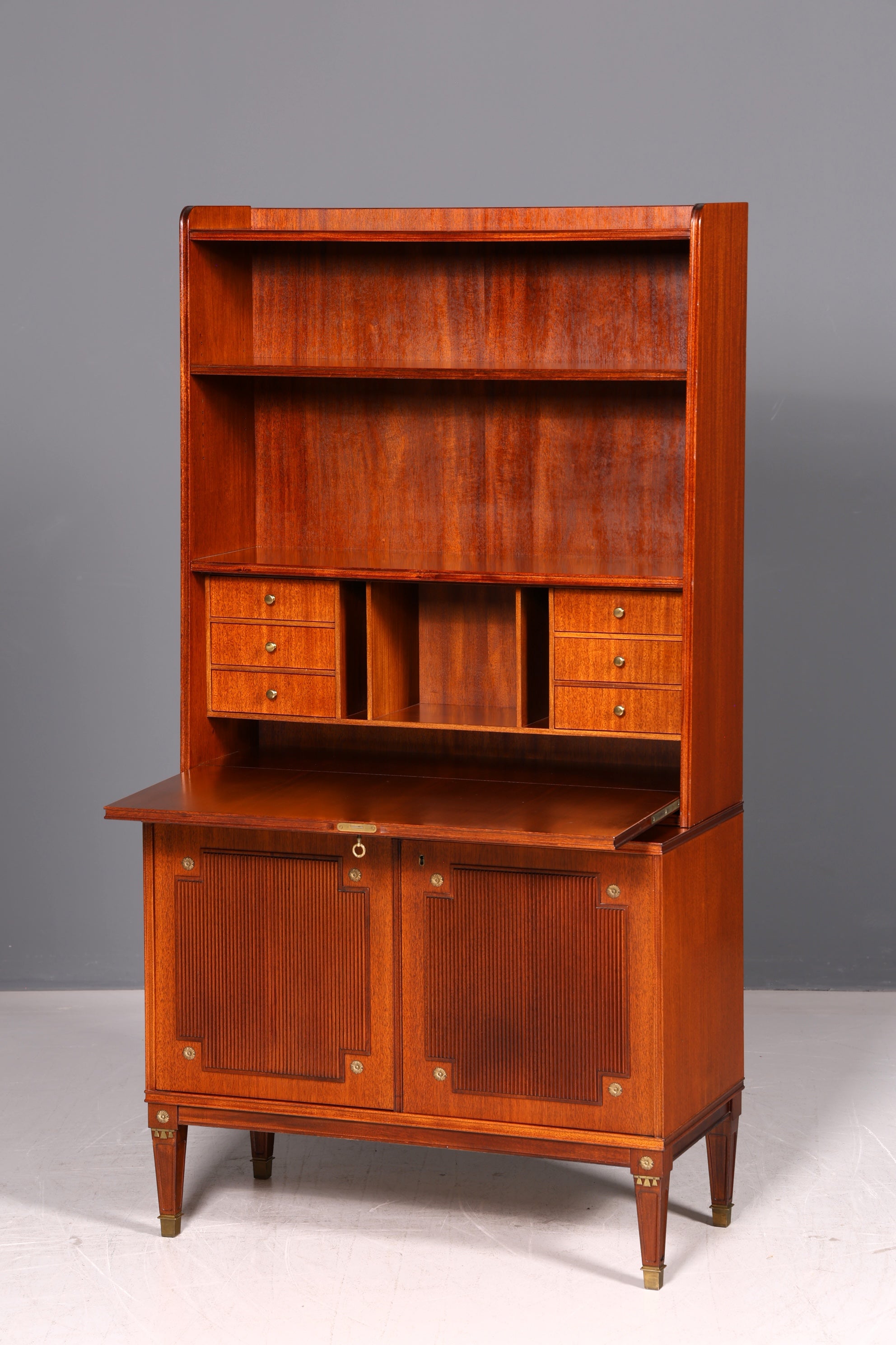 Wunderschöner Sekretär im Gustavianischen Stil Regal Bücherregal Schrank Highboard Vintage Echt Holz Antik