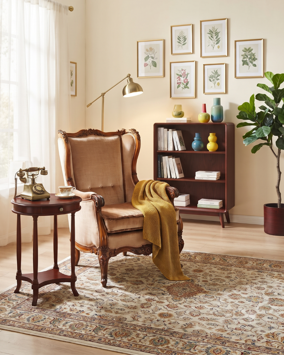 Impressive Chippendale Armchair Baroque Style Velvet Chair Reading Chair Antique Vintage Upholstered Chair