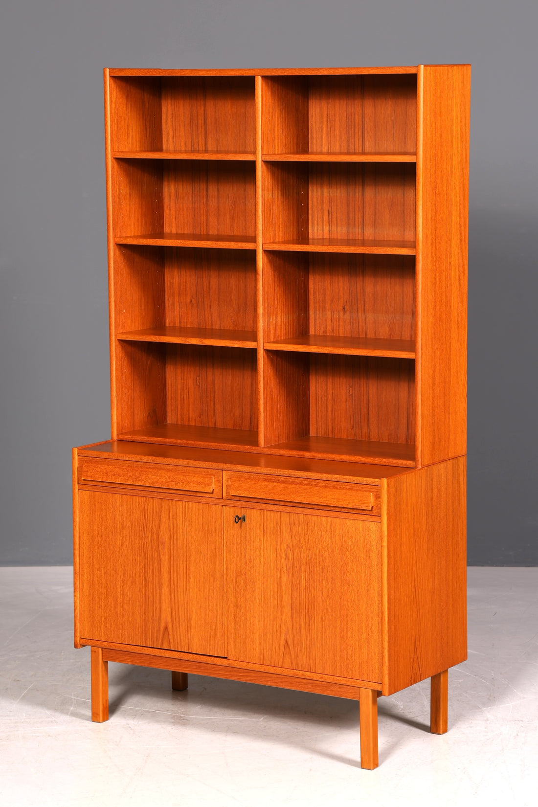 Traumhaftes Mid Century Regal Teak Holz Schrank Danish Design Retro Kommode Vintage Bücherregal 60er Jahre 1 von 2