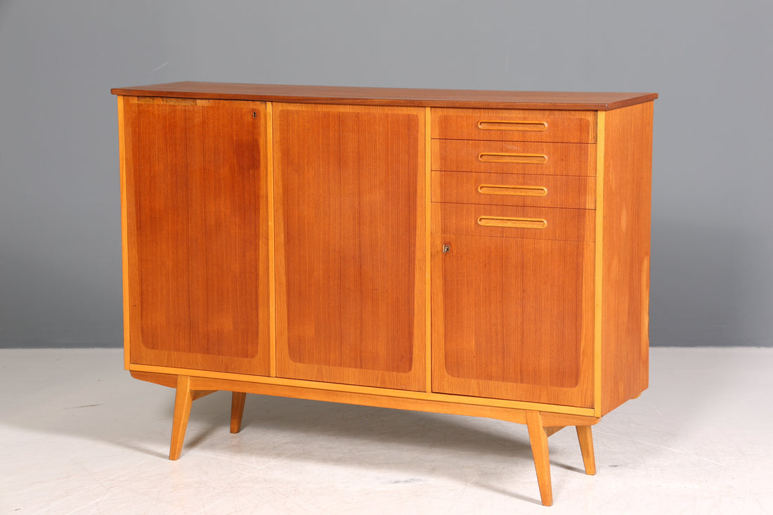 Wunderschönes Mid Century Highboard Teak Holz Schrank Büro Kommode 60er Jahre