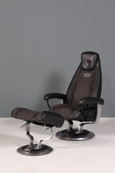 Edler Designer Sessel mit Hocker "Recaro" echt Leder Relax Armlehnsessel Fussablage