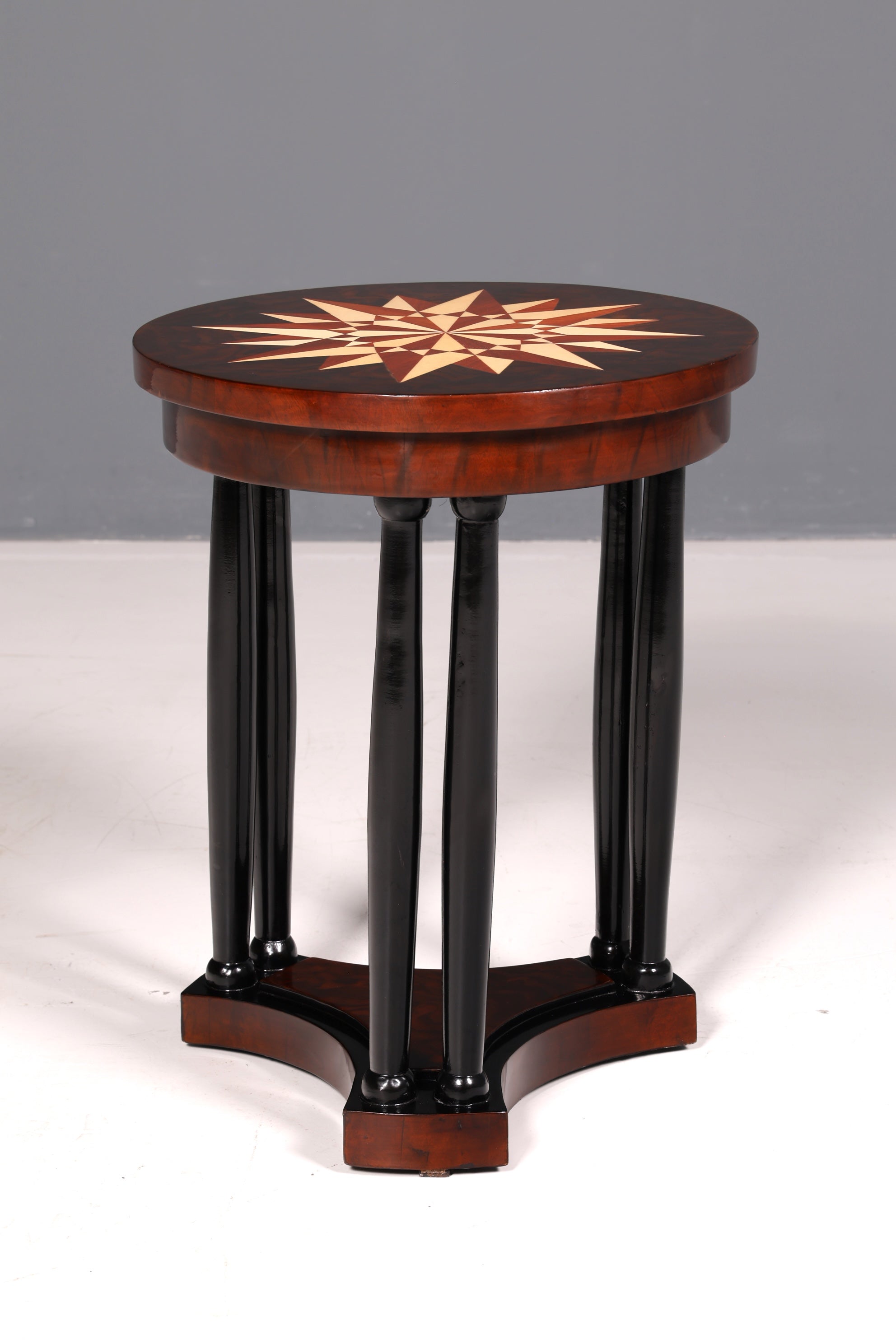 Wunderschöner Art Deco Stil Tisch Luxus Couchtisch Ablagetisch Beistelltisch Rund Echt Holz Vintage