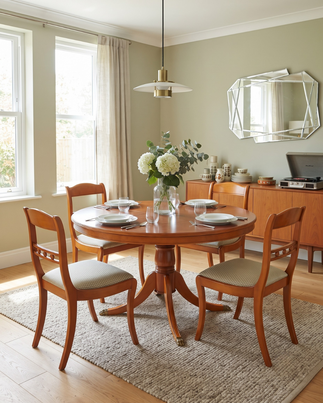 Beautiful English extendable round dining table antique style 60s kitchen table yew
