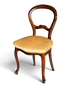 Hauptstadt Möblerei Stuhl H949 mit dunklem Holzrahmen und beigem Samtpolster im antiken Design