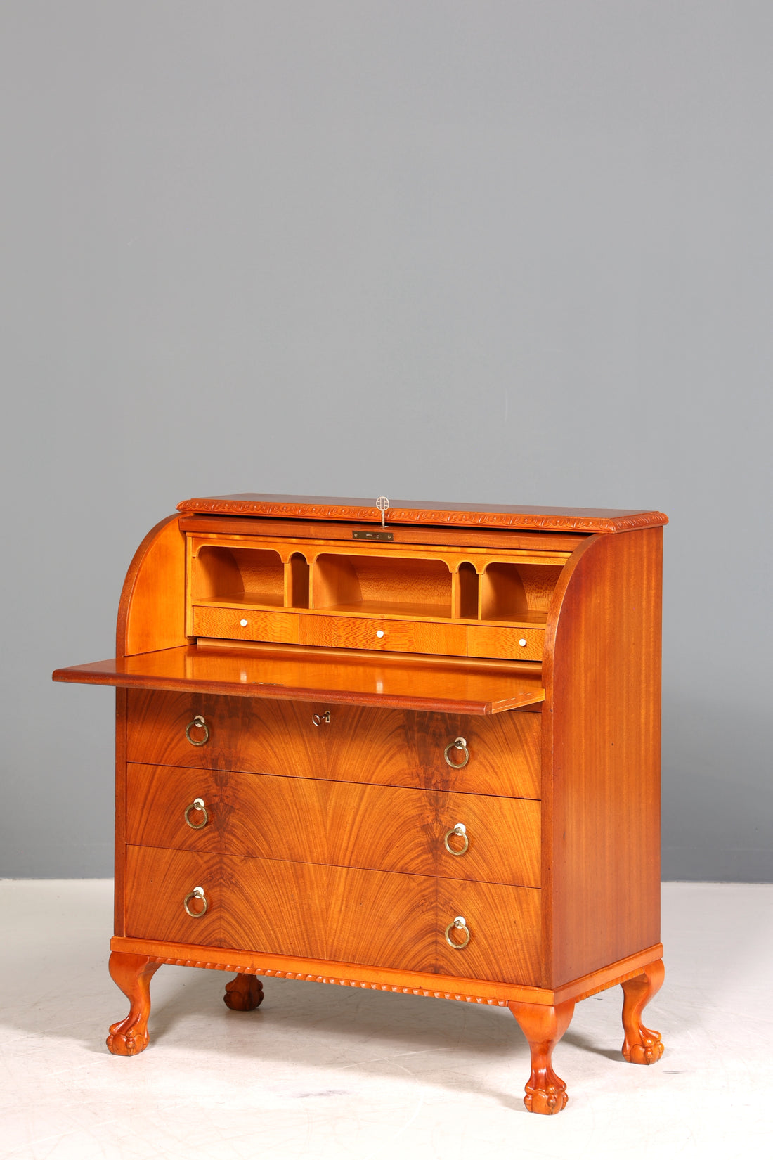 Wunderschöner Rollladen Sekretär um 1930 Büro Kommode echt Holz Barock Stil Schreibtisch Bürokommode