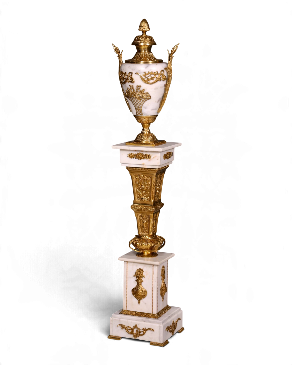 Wunderschöne Barock Stil Säule Louis XV Marmor Weiß Blumensäule Sockel Ablage Dekosäule