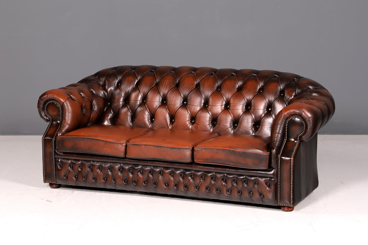 Wunderschönes Original Chesterfield Centurion 3-Sitzer Sofa Echt Leder Couch Englisch Polstersofa Antik Vintage